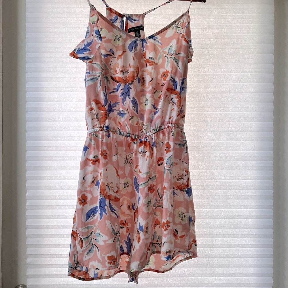 Pink floral romper